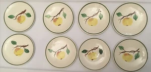 (6x) small 6.5” plates hand painted apple green rim (2x)6.5” saucers Earthenware - Picture 1 of 12