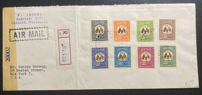 Caracas Venezuela 1944 Primer Día Censurado Cubierta a Nueva York Estados Unidos Estampillas Cruz Roja Foto 1 de 2