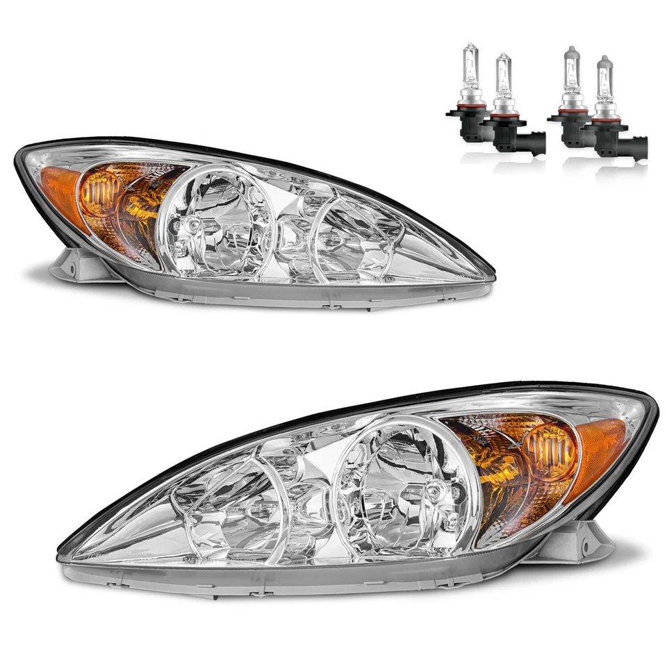 Headlights for 2002-2004 Toyota Camry Chrome Amber Corner Headlamp W/bulbs L+R - Image 1 of 4