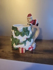 Ceramic Christmas Tree MUG w/ Santa Bear on Handle - Picture 1 of 2