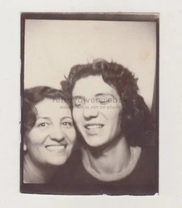 Handsome Young Man Smiling Woman Hugged in Photo Booth Unusual Snapshot - Picture 1 of 7