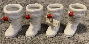 Vintage Abt. 56 Porzellan Tischkartenhalter Weihnachten Weihnachtsmann Stiefel (4er Set) - Bild 1 von 9