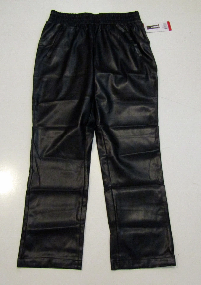 DKNY Black Pull On Faux Leather Pants Size Medium Womens