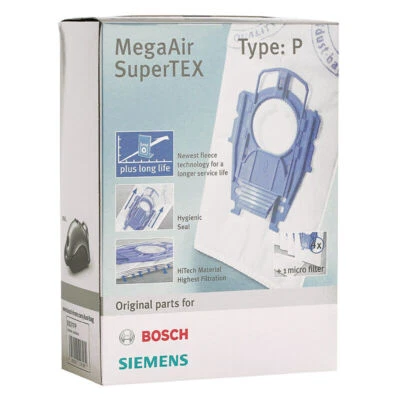 Bosch Type P Microfibre Vacuum Cleaner Dust Bags and Filter 468264 Genuine Part - Image 1 of 4