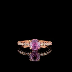 Eleganter Rotgold Ring mit rosa Edelstein im Sechseckschliff - Bild 1 von 4