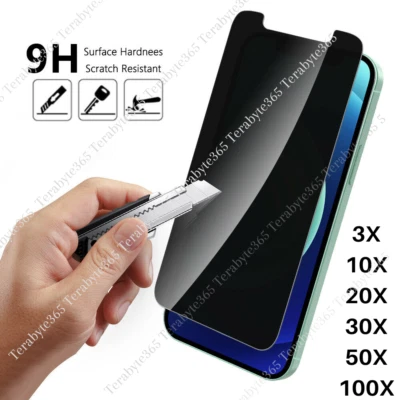 Privacy Tempered Glass Screen Protector Wholesale For iPhone 14 13 12 Pro Max XS - Image 1 of 4