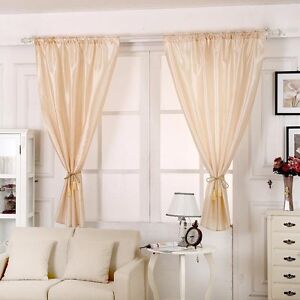 1 X Satin 145*180cm Solid Color Blackout Finished Curtain with 1 String Cord