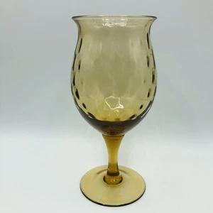 Vtg Art Glass Emploli Style Optic Goblet Handblown 8.5" Tall - Picture 1 of 8