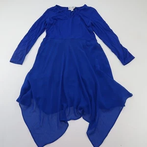Linea by Louis Dell'Olio Blue Tunic Shift Dress Flowy Neck V Sz XS Rayon Long sl - Picture 1 of 6