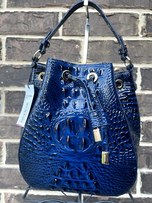 NWT $365 BRAHMIN Melinda Bucket Bag Anchor Melbourne Shoulder Tote navy blue - Image 1 of 4