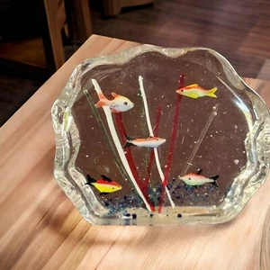 Vintage Murano Style Fused Glass Aquarium Paperweight Clam Collectible FREE S/H - Picture 1 of 6