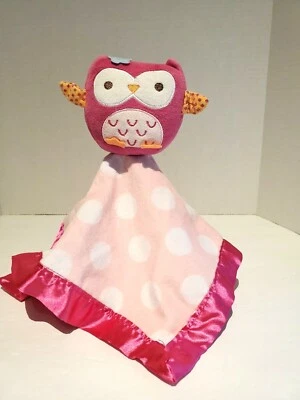 Manta de seguridad Circo Pink Owl blanca lunares borde satinado felpa Lovey Foto 1 de 4