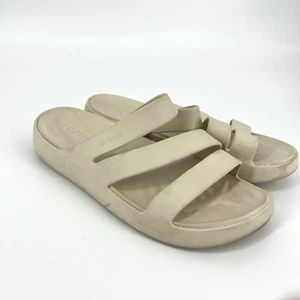 Crocs Getaway Strappy Cream Sandals Women Size 10 Platform Comfort Summer Beach - Picture 1 of 3