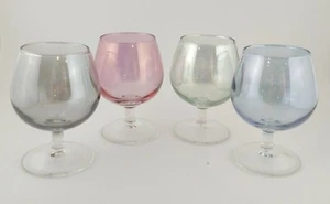 4 French Harlequin Mini Brandy Snifter Shot Glasses Cordials Cocktail Stemware - Picture 1 of 8