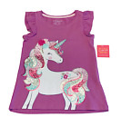Isaac Mizrahi Girls Collection Sequin Unicorn Ruffle Short Sleeve Shirt Top NEW