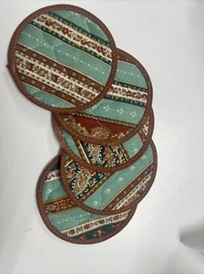 Handmade fabric quilted coasters set of 5 - Picture 1 of 2