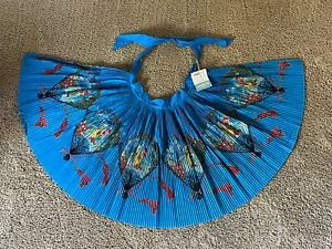 Vtg Ever-Pleat by Bonafab Pleated Apron Geisha Japanese Fan Lowenstein Fabric - Picture 1 of 6