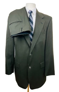 EVAN PICONE Mens 42L Solid Brown Soft 100% Wool USA 2 Piece Suit W/ Pants 32x30 - Picture 1 of 13