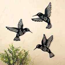 Metal Hummingbird Wall Art, Cutout Iron Black Bird Sculpture Pendant Decoration