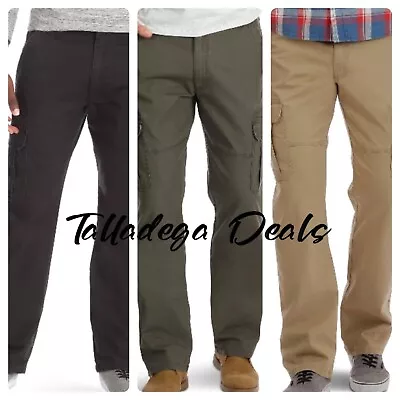 Men's Wrangler Relaxed Fit Cargo Pants w/ Stretch Black Khaki Olive CHOOSE SIZE - Image 1 of 4