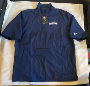 Brand New Nike On Field Apparel NFL Seattle SeaHawks Pullover 1/4 Zip Jacket M
