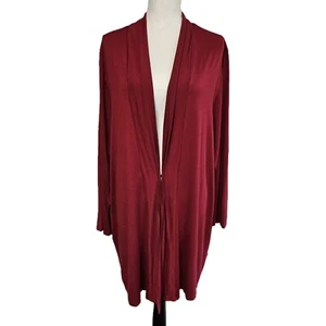 J.Jill Wearever Collection Cranberry Red Clasp Front Lightweight Cardigan Sz 3X - Picture 1 of 7