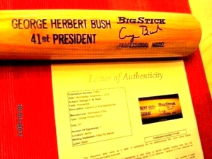 Bate de béisbol firmado por George H. Bush 41o presidente - carta de autenticación de la JSA - Imagen 1 de 4