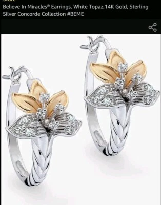 Concorde Collection Believe in Miracles Flower Earings Sterling Silver Topaz - Image 1 of 4