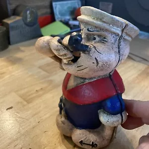 Popeye the Sailor Man Mechanical Piggy Bank CAST IRON Collector 3+ POUNDS Patina - Picture 1 of 12