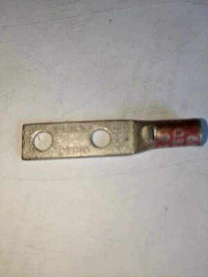 Burndy YA8CL2TC10, 518372, #8 str-(2)#10 stud-5/8" cntr, red, no box,lot of 24  - Image 1 of 4