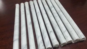 Statuario Venatino Marble Pencil Liner 12" x 3/4" Polished Italian Marble 10 Pcs - Picture 1 of 6
