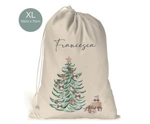 Personalised XL Christmas Sack Xmas Gift Bag Presents Girls Blush Pink Tree - Picture 1 of 1