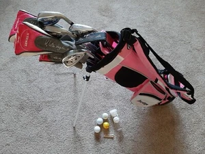 TOUR EDGE 9(RH) Golf Club PKG: 6 HT-Max J Bazooka+3 HP25+Bag+6Balls+2Ts Pink EUC - Picture 1 of 24