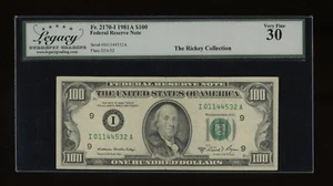 DBR 1981-A $100 Minneapolis Fr. 2170-I Legacy 30 Serial I01144532A - Picture 1 of 2