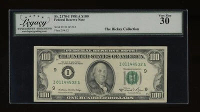 DBR 1981-A $100 Minneapolis Fr. 2170-I Legacy 30 Serial I01144532A - Image 1 of 2