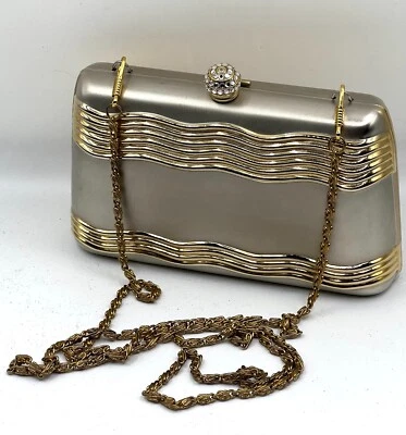 Correa de cadena de cierre de bola de cristales de embrague duro tonos plata/dorados Sasha de colección Foto 1 de 4