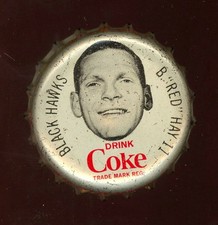 1964 65 COCA-COLA COKE BOTTLE CAP WITH CORK RED HAY EX-NM CHICAGO BLACK HAWKS
