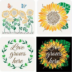 1Set Plastic Drawing Painting Stencils Templates Sets Square Mixed Patterns - Picture 1 of 6