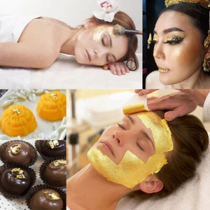 Genuine Real Pure 24k Gold Gilding Sheet Craft Spa Face Mask Art Food Size 4X4 - Picture 1 of 6