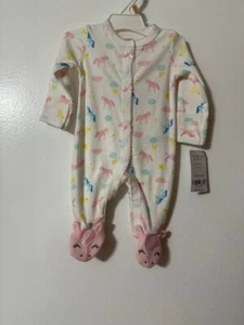 Carters Baby Girl Interlock Snap Sleep & Play Sleeper Preemie Unicorns New - Picture 1 of 2