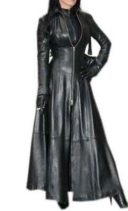 Women's Leather Dress Genuine Lambskin Women's Long Coat Stylish Dress - Picture 1 of 16