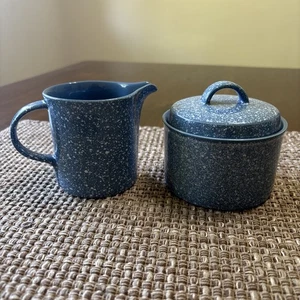Crema y azucarero con tapa Mikasa AZUL PAÍS Ultrastone CU501 MOTEADO - Imagen 1 de 6