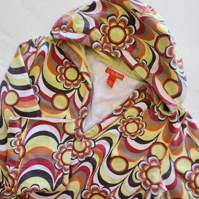 Lucky Brand Floral Print Hoodie Pullover Top Retro Groovy Size M - Image 1 of 4