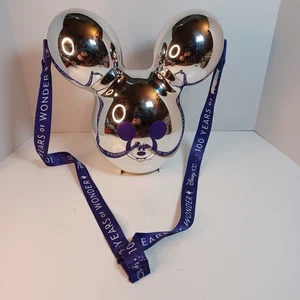 Disney 100 Years Wonder Mickey Mouse Silver Metallic Balloon Popcorn Bucket - Picture 1 of 4
