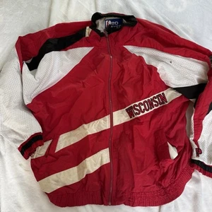 Vintage Pro Player Mens XXL Full Zip Windbreaker Wisconsin Badgers 90s Y2K - Picture 1 of 12