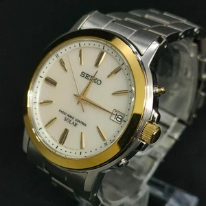 SEIKO 7B52 Gold Silver Radio Solar Men's Watch Excellent Condition - Picture 1 of 9