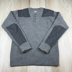 LL Bean Herren grau Merino Lammwolle Henley Neck Commando Pullover Sweater Größe L - Bild 1 von 10