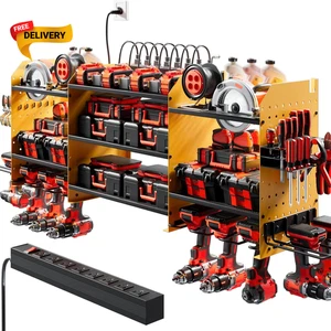 Upgrade Großer Elektrowerkzeug Organizer Wandhalterung mit Ladestation Werkzeug Aufbewahrung... - Bild 1 von 12