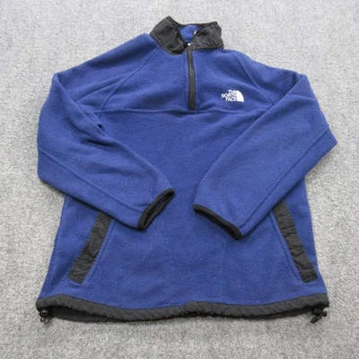 North Face Pullover Fleece Jacket Youth XL Blue Black Quarter Zip Outdoors Warm - Image 1 of 4