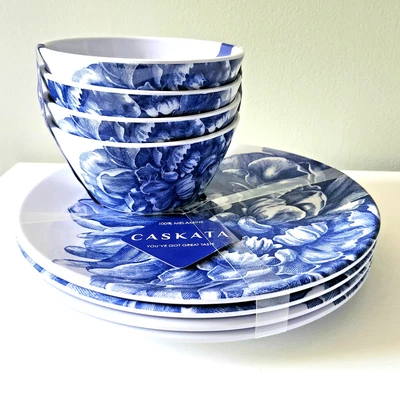 x8 Caskata Peony Blue Bloom MELAMINE Dinner Plates & Side Bowls High Quality - Image 1 of 4